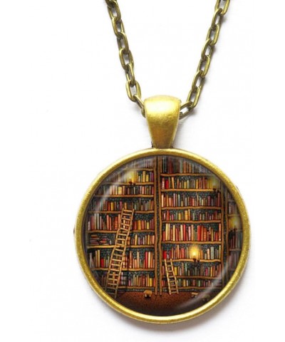 Vintage Library necklace , Librarian pendant ,Books jewelry , writer ,teacher , book nerd necklace $6.43 Necklaces