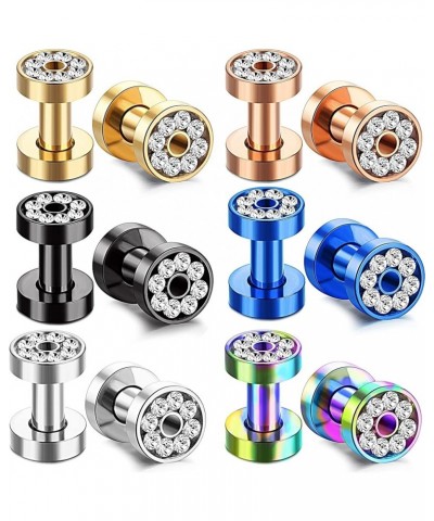 6Pairs 00Gauges Ear Tunnel Expander Earrings Stainless Steel With Ziecon 0G Ear Plugs Earrings 2G Ear Stretcher Piercings Jew...