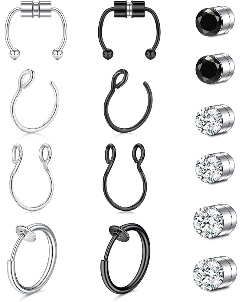 Fake Nose Ring Fake Piercings Fake Nose Rings Nose Cuffs Fake Nose Piercing Fake Nose Hoop Faux Nose Rings for Women Faux Nos...