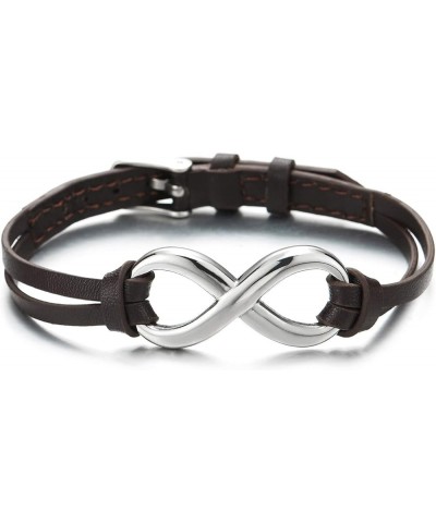 Infinity Love Genuine Leather Bracelet for Men and Women Stainless Steel… Leather Color:Brown $11.65 Bracelets