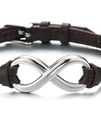 Infinity Love Genuine Leather Bracelet for Men and Women Stainless Steel… Leather Color:Brown $11.65 Bracelets