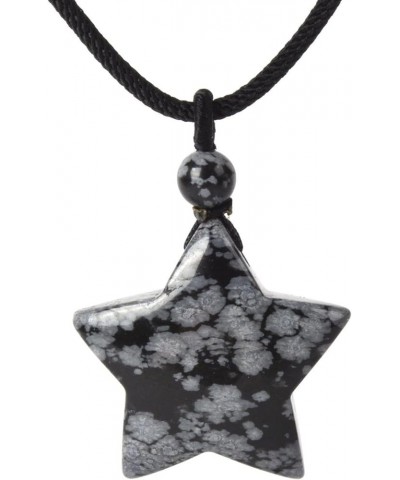 30mm Gemstone carved star pendant necklace 22 Snowflake Obsidian $8.39 Necklaces