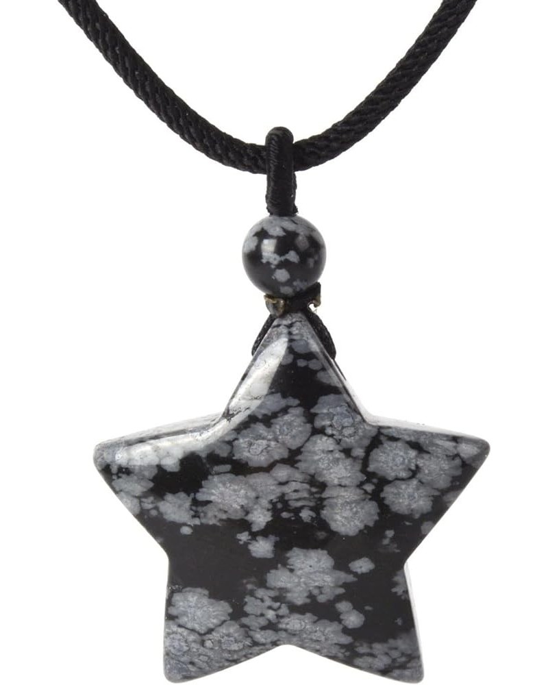 30mm Gemstone carved star pendant necklace 22 Snowflake Obsidian $8.39 Necklaces