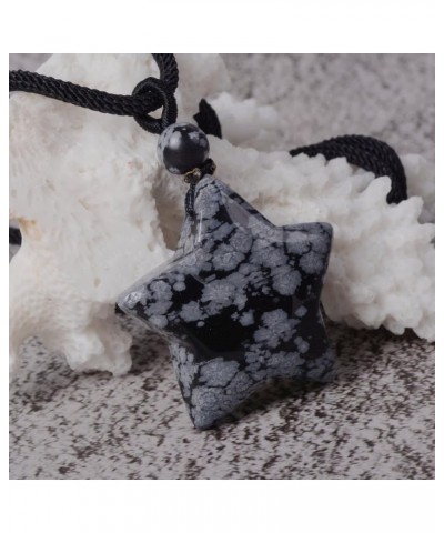 30mm Gemstone carved star pendant necklace 22 Snowflake Obsidian $8.39 Necklaces