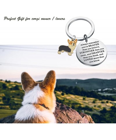 Corgi Lover Gift You are Braver Stronger Smarter Than You Think Keychain Inspirational Gift Dog Lovers Gift Sliver $9.00 Pend...