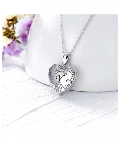 10K 14K 18K Solid White Gold/Plated Gold Locket Cameo Initial Heart Locket Necklace That Holds Pictures Personalized Photo Lo...