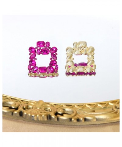 fashion rhinestone Square earrings, Elegance Sparkly Crystal Drop Dangle statement earrings for women Fuschia $7.19 Earrings