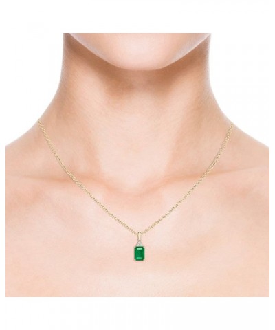 Natural Emerald Solitaire Pendant Necklace for Women, Girls in 14K Solid Gold/Platinum/Sterling Silver | May Birthstone | Jew...