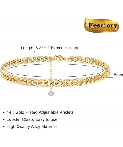 Women Anklet Adjustable Beach Ankle Chain Gold Alloy Foot Chain Bracelet Jewelry Gift Cuban(5mm) $5.21 Anklets