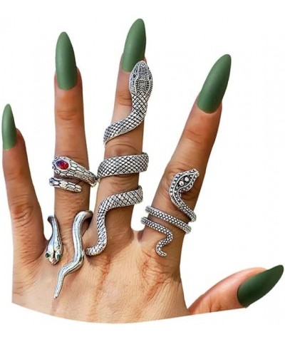 Snake Ring Vintage Stackable Snake Serpent Reptile Rings Adjustable Snake Knuckle Ring Set Punk Snake Jewelry for Women Girls...