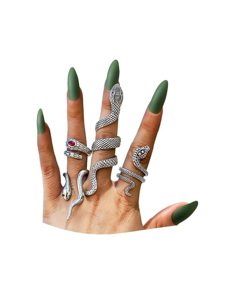 Snake Ring Vintage Stackable Snake Serpent Reptile Rings Adjustable Snake Knuckle Ring Set Punk Snake Jewelry for Women Girls...