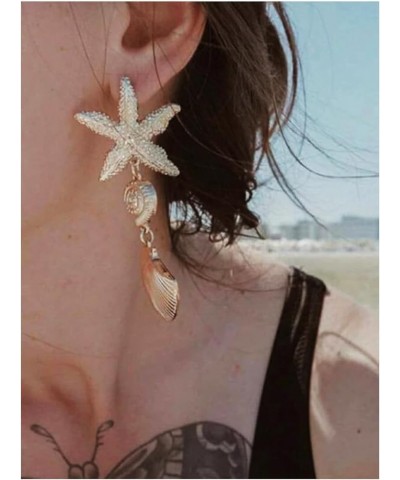 Boho Starfish Earrings for Women Asymmetrical Starfish Shell Drop Earrings Gold Sea Shell Earrings Summer Beach Party Jewelry...