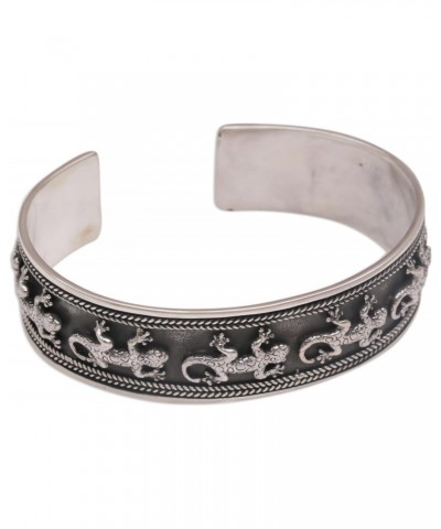 Artisan Handmade .925 Sterling Silver Cuff Bracelet Lizard from Bali Indonesia Animal Themed 'Gecko Parade' $40.85 Bracelets