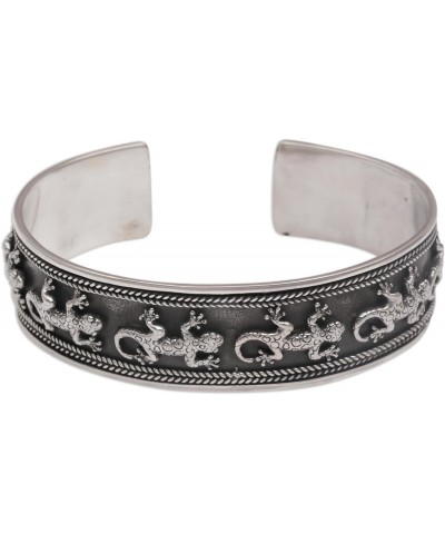 Artisan Handmade .925 Sterling Silver Cuff Bracelet Lizard from Bali Indonesia Animal Themed 'Gecko Parade' $40.85 Bracelets