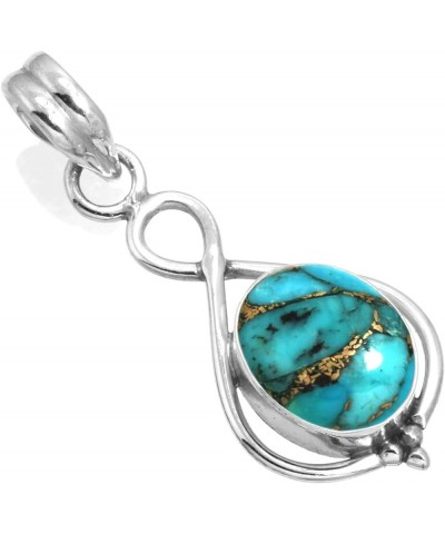 925 Sterling Silver Handmade Pendant for Women 9x11 Oval Gemstone Fashion Jewelry for Gift (99527_P) Copper Blue Turquoise $1...