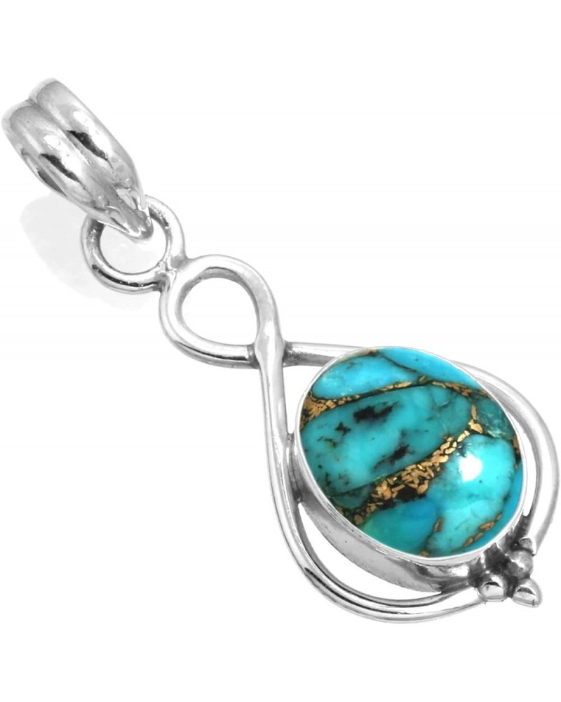 925 Sterling Silver Handmade Pendant for Women 9x11 Oval Gemstone Fashion Jewelry for Gift (99527_P) Copper Blue Turquoise $1...