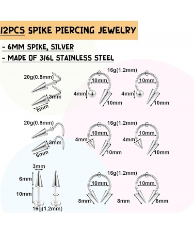 16G Long Spike Septum Rings Surgical Steel Nose Rings Nose Piercings Nipple Rings Lip Rings Helix Tragus Daith Rook Conch Pie...