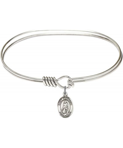 Oval Eye Hook Bangle Bracelet w/St. Peregrine Laziosi in Sterling Silver 7.0 Inches $27.87 Bracelets