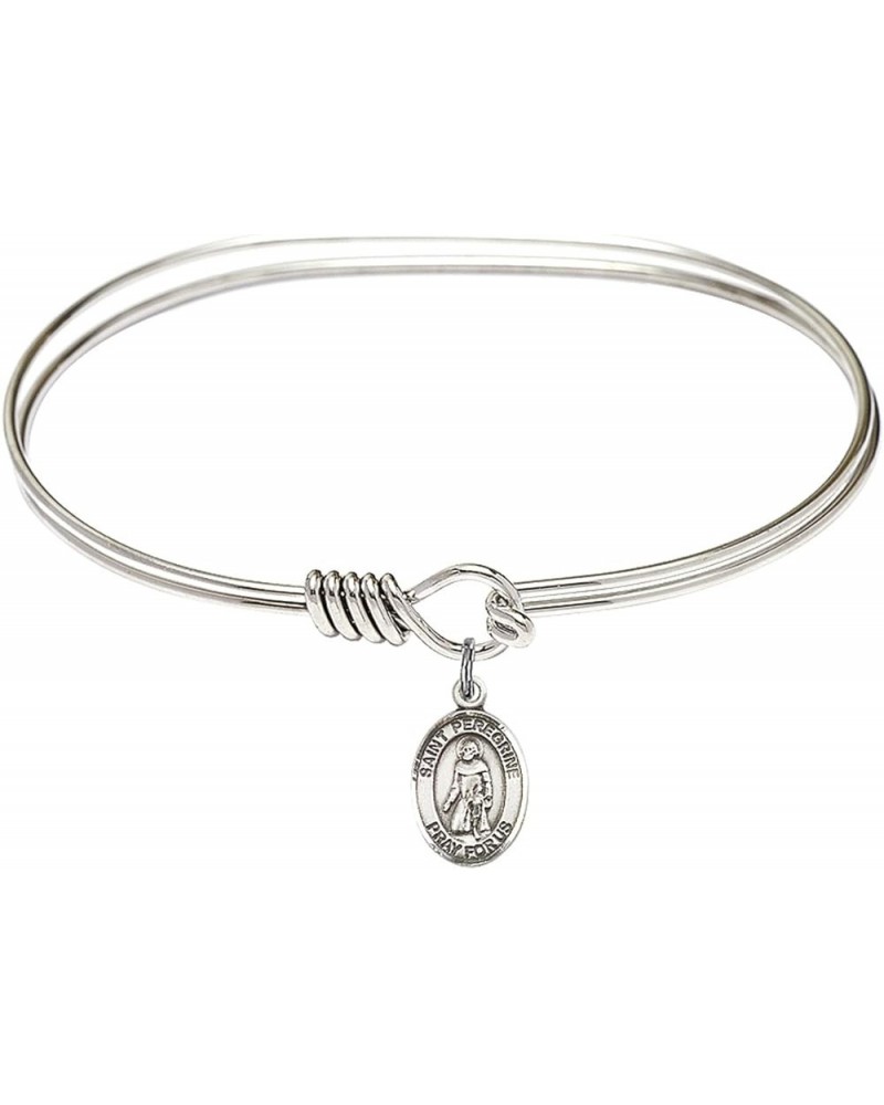 Oval Eye Hook Bangle Bracelet w/St. Peregrine Laziosi in Sterling Silver 7.0 Inches $27.87 Bracelets