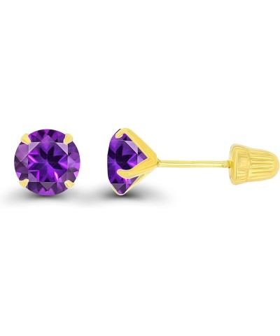 Solid 14k Gold Hypoallergenic 5mm Round Birthstone Solitaire Prong Set Screw Back Stud Earrings Amethyst Yellow Gold $25.99 E...