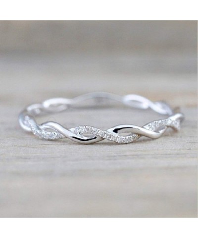 Twist Ring for Women Fashion 925 Sterling Silver Stack Twisted Ring Cubic Zirconia Diamond Ring Stackable Diamond Rings Weddi...