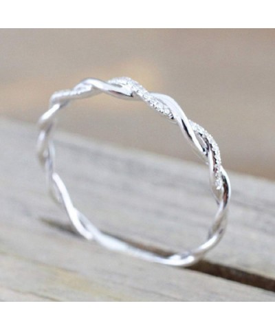 Twist Ring for Women Fashion 925 Sterling Silver Stack Twisted Ring Cubic Zirconia Diamond Ring Stackable Diamond Rings Weddi...