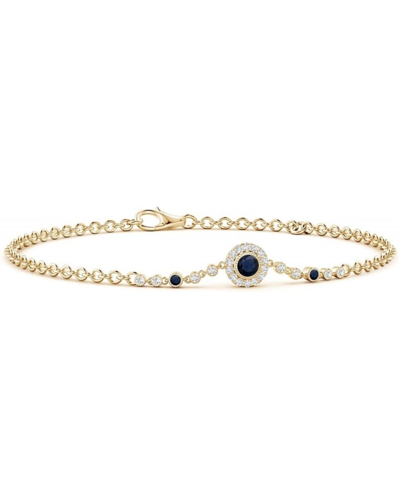 Natural Blue Sapphire Chain Bracelet for Women, Girls in 14K Solid Gold | September Birthstone Jewelry Gift for Her | Wedding...