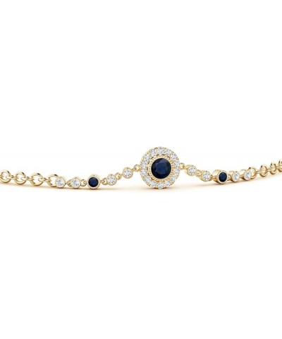 Natural Blue Sapphire Chain Bracelet for Women, Girls in 14K Solid Gold | September Birthstone Jewelry Gift for Her | Wedding...