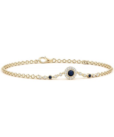 Natural Blue Sapphire Chain Bracelet for Women, Girls in 14K Solid Gold | September Birthstone Jewelry Gift for Her | Wedding...