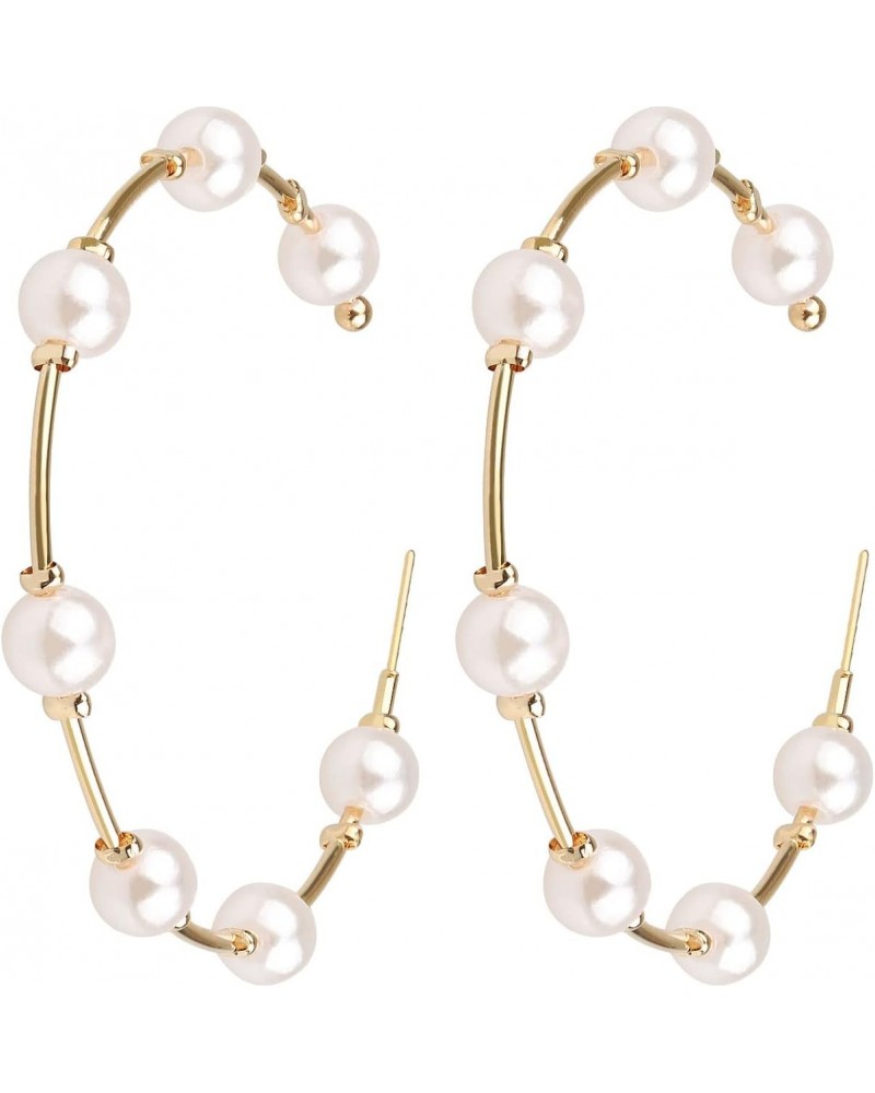 Pearl Hoop Earrings for Women Fashion Hypoallergenic Girls Pearl Earrings Drop Dangle Earrings Jewelry Gifts $8.09 Earrings