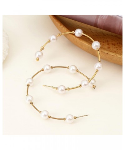 Pearl Hoop Earrings for Women Fashion Hypoallergenic Girls Pearl Earrings Drop Dangle Earrings Jewelry Gifts $8.09 Earrings