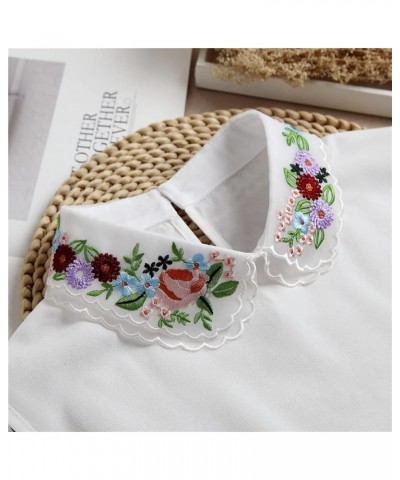 Fake Collar Detachable Collar Blouse Half Shirts Chiffon Print Embroidery Faux False Collar for Women & Girls Work Favors Whi...