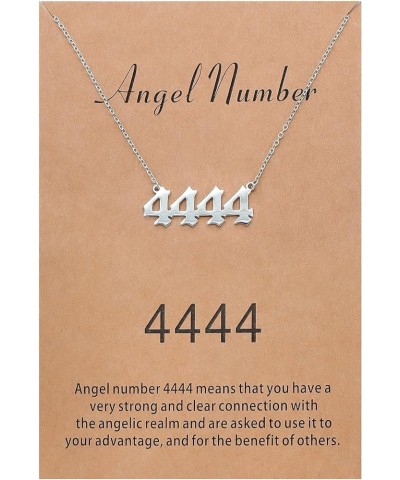 Angel Number Necklace for Women Dainty Gold Plated Number Necklace Numerology Jewelry Gifts for Women 4444 Silver-plated $9.1...