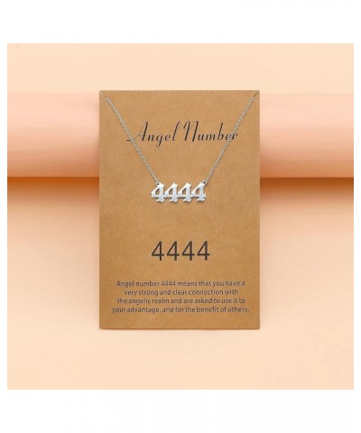 Angel Number Necklace for Women Dainty Gold Plated Number Necklace Numerology Jewelry Gifts for Women 4444 Silver-plated $9.1...