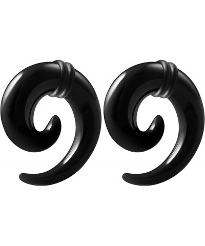 Pair of Black Acrylic Solid Spiral Coil Taper O-rings Piercing Jewelry Ear Plug Stretching Expander Earring A002.3:Acrylic, 0...