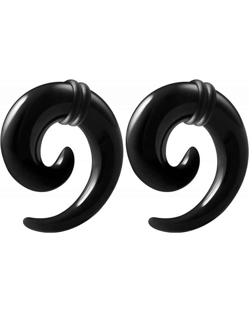 Pair of Black Acrylic Solid Spiral Coil Taper O-rings Piercing Jewelry Ear Plug Stretching Expander Earring A002.3:Acrylic, 0...