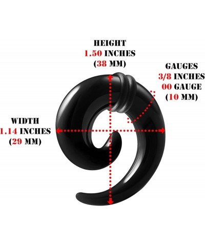 Pair of Black Acrylic Solid Spiral Coil Taper O-rings Piercing Jewelry Ear Plug Stretching Expander Earring A002.3:Acrylic, 0...