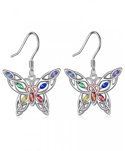 Butterfly Earrings for Women 7 Chakra Dangle Earrings Sterling Silver Celtic Knot Jewerly Gifts for Girls $19.03 Earrings