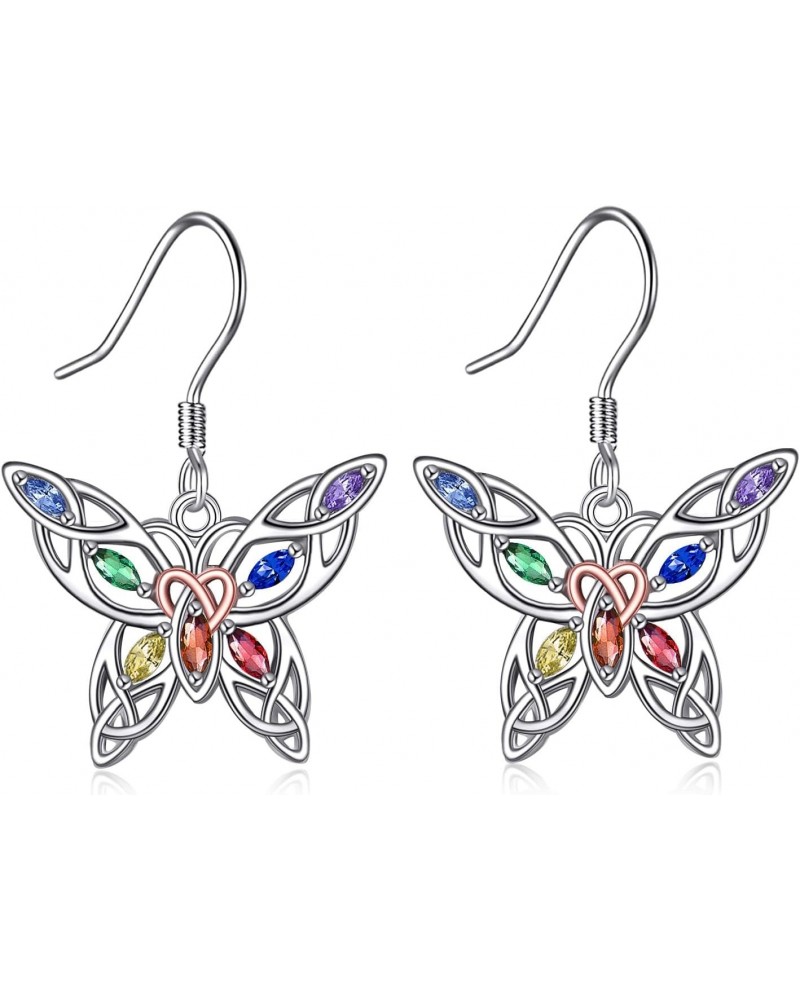 Butterfly Earrings for Women 7 Chakra Dangle Earrings Sterling Silver Celtic Knot Jewerly Gifts for Girls $19.03 Earrings