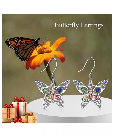 Butterfly Earrings for Women 7 Chakra Dangle Earrings Sterling Silver Celtic Knot Jewerly Gifts for Girls $19.03 Earrings