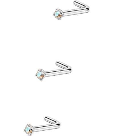 3pcs Surgical Steel Nose Rings Studs for Women L Shaped,18g,1.5mm AB CZ $5.82 Body Jewelry