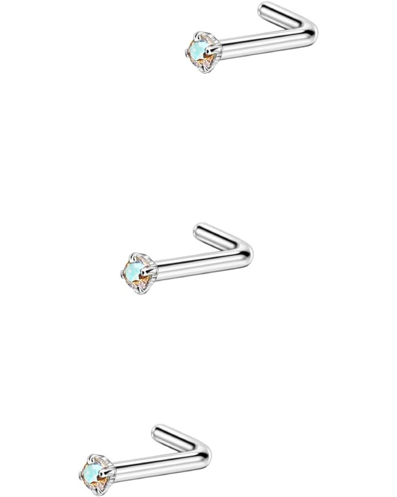 3pcs Surgical Steel Nose Rings Studs for Women L Shaped,18g,1.5mm AB CZ $5.82 Body Jewelry