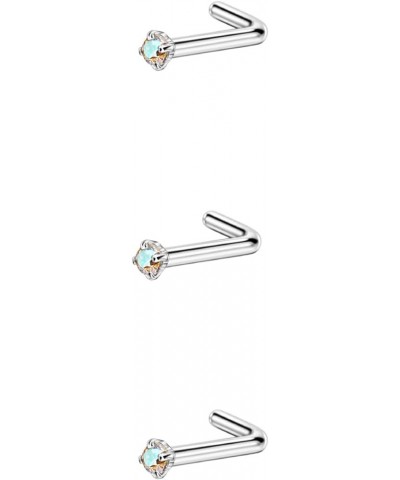 3pcs Surgical Steel Nose Rings Studs for Women L Shaped,18g,1.5mm AB CZ $5.82 Body Jewelry