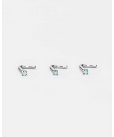 3pcs Surgical Steel Nose Rings Studs for Women L Shaped,18g,1.5mm AB CZ $5.82 Body Jewelry