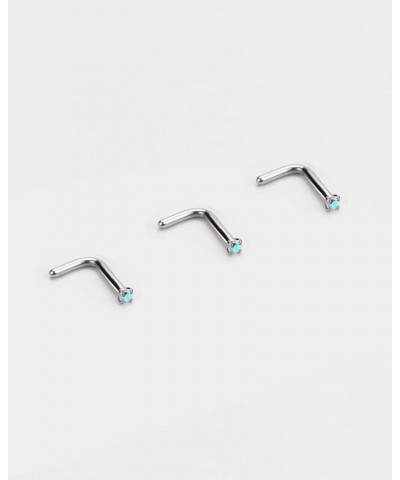 3pcs Surgical Steel Nose Rings Studs for Women L Shaped,18g,1.5mm AB CZ $5.82 Body Jewelry