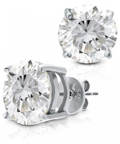 Sterling Silver 14K Solid White Gold Posts Cubic Zirconia Stud Earrings White Gold 6 Millimeters $36.75 Earrings