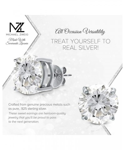 Sterling Silver 14K Solid White Gold Posts Cubic Zirconia Stud Earrings White Gold 6 Millimeters $36.75 Earrings