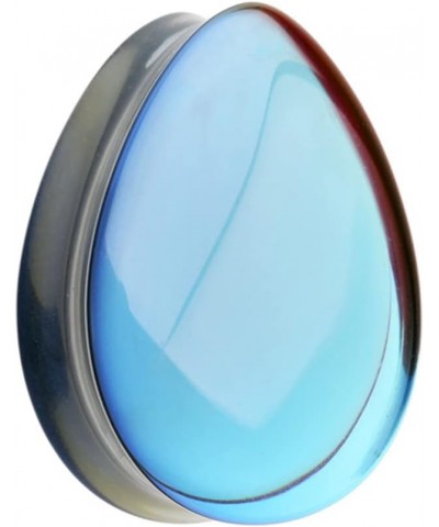 Midnight Moonstone Iridescent TearDrop Glass Double Flared Ear Gauge Plug 7/16" (11mm) $10.50 Body Jewelry