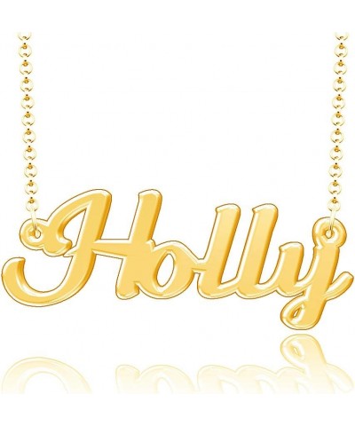 Holly Name Necklace Stainless Steel Plated Custom Made of Last Name Personalized Gift for Family Font9-Gold $11.75 Necklaces