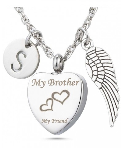 Cremation Urn Necklace My Brother My Friend Feather Charm 26 Initial Letter Alphabet Memorial Keepsake Pendant Ashes Jewelry ...